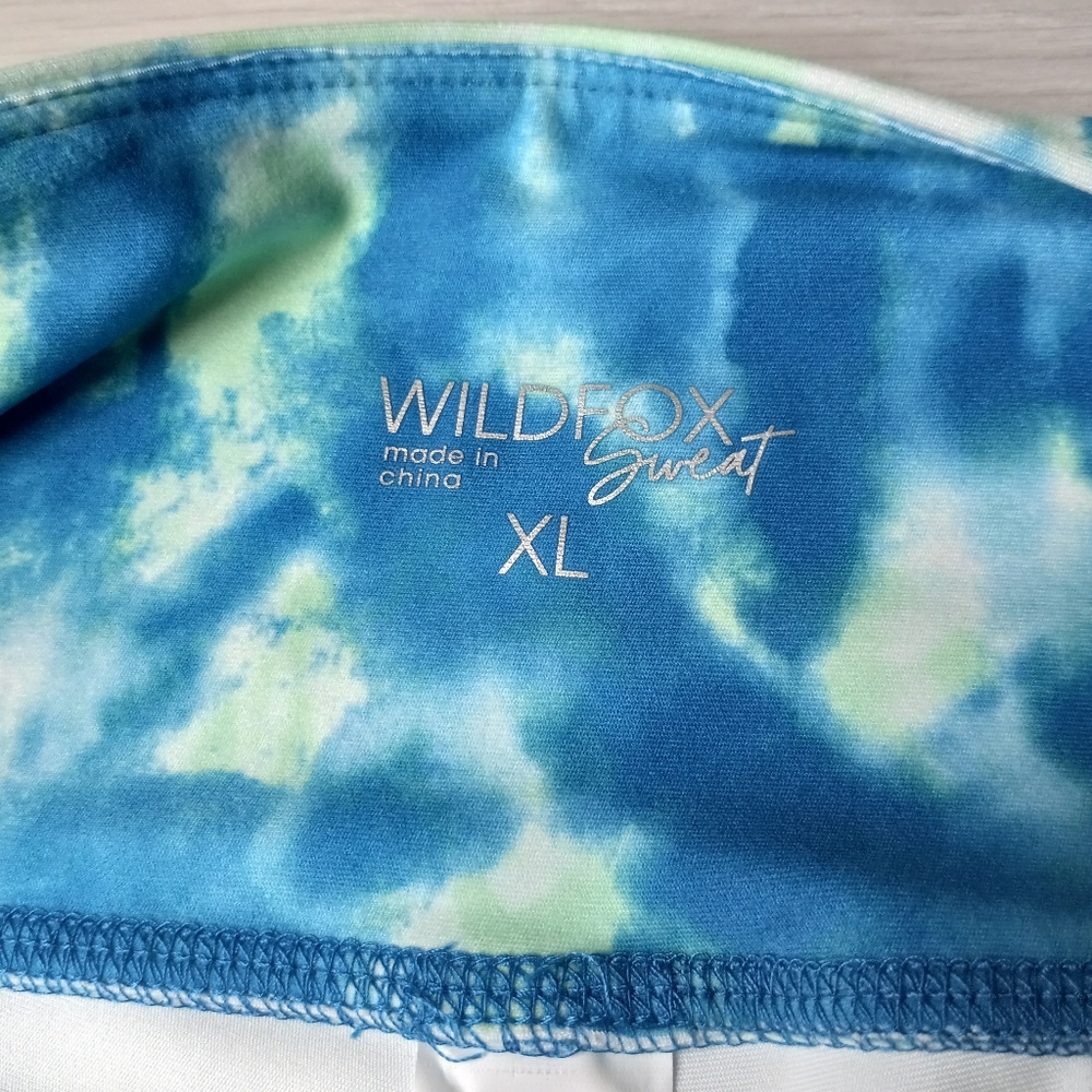 Wildfox Blue Sapphire/Green Ash Wash Tie Dye 7/8 Leggings, Size XL NWT - Picture 7 of 10
